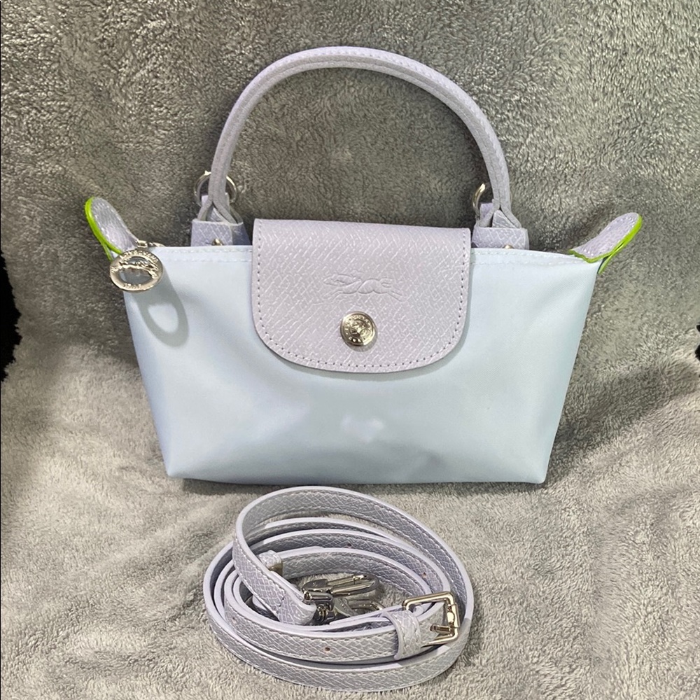 Longchamp Le Pliage Green Mini Pouch Taro Purple